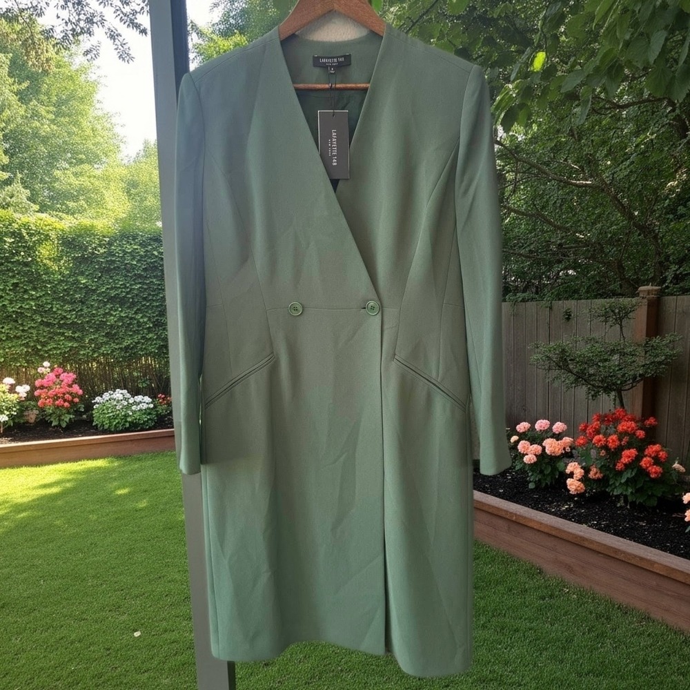 Lafayette 148 New York Caper Green Double Breasted Blazer Dress MDR04R-6147 Sz 8